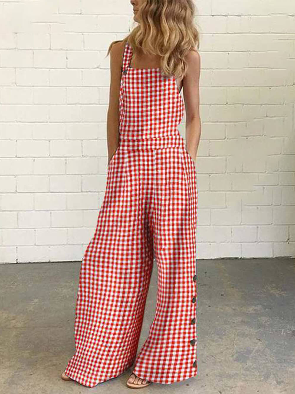 Polka Dot Print Backless Jumpsuit