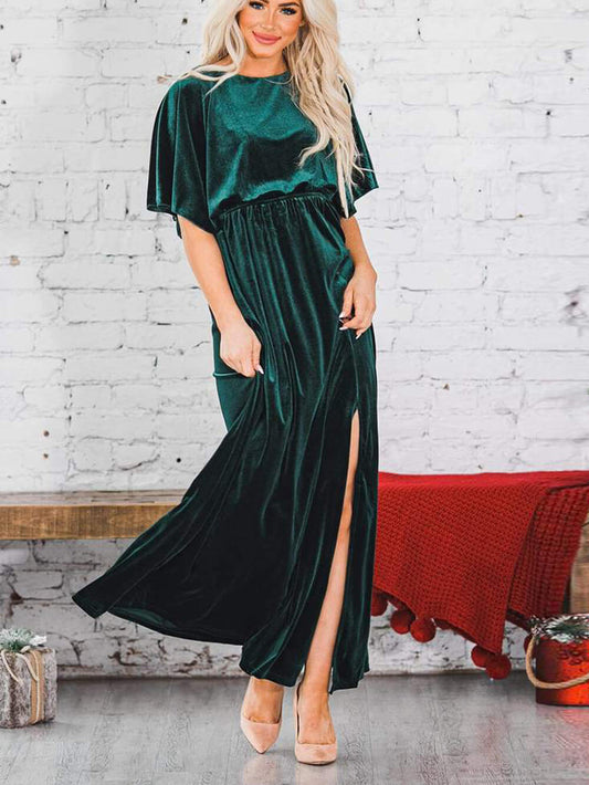 Velvet High Slit Maxi Dress