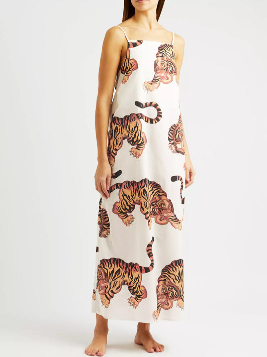 Shoulder Strap 100%Cotton Dress - Tiger