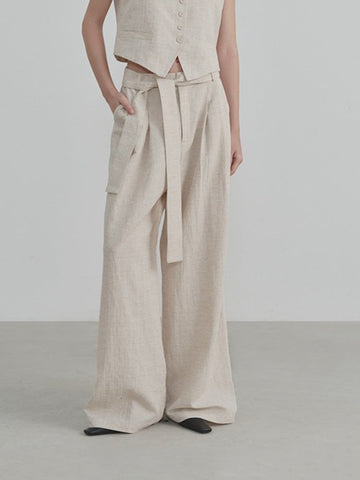 Wide-Leg Straight Linen Trousers