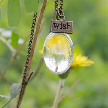 Resin Pressed Flower Necklaces - Ovar Crystal Dandelion