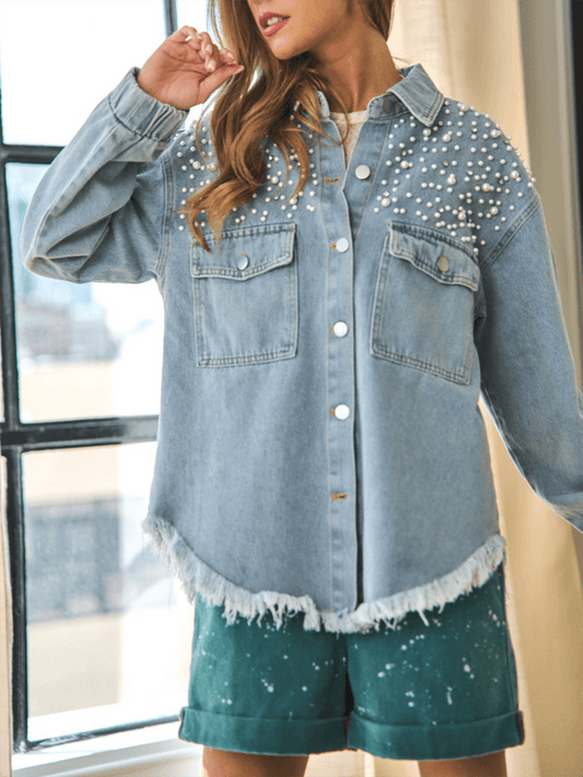 Super Pearl Girl Oversized Denim Shacket