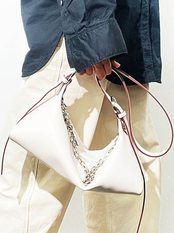 Missy Longuette Leather Shoulder and Crossbody Bag With Chain