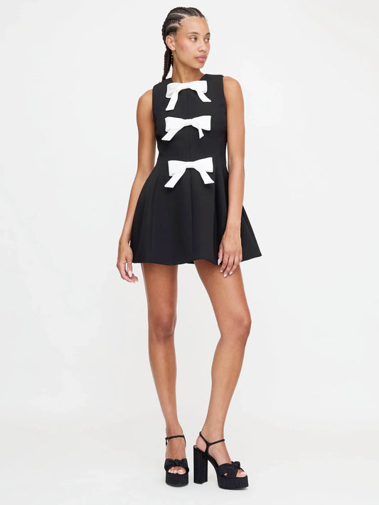 Silk Bow Charm Mini Dress