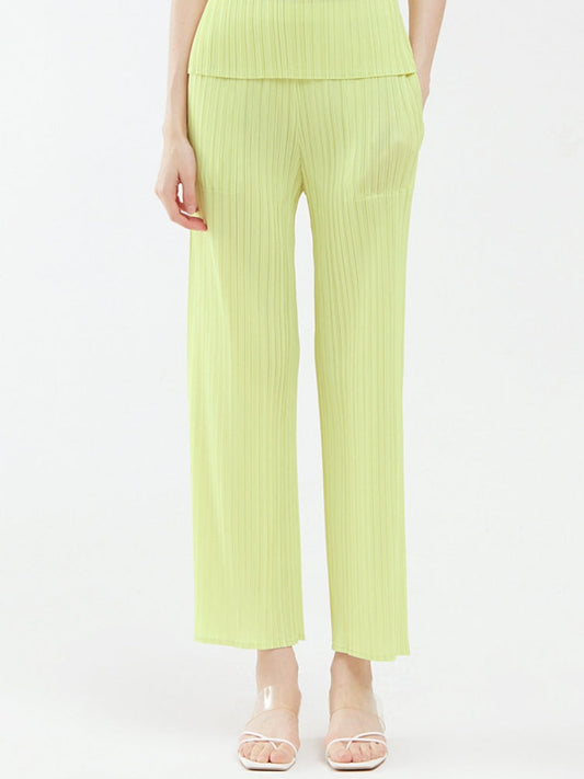 Women's Casual Wide-Leg Pleated Pants