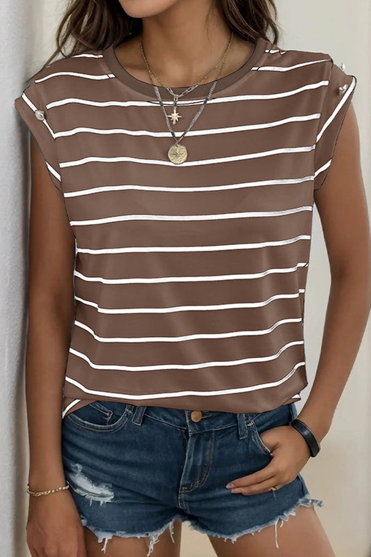 Casual Striped Round Neck Top