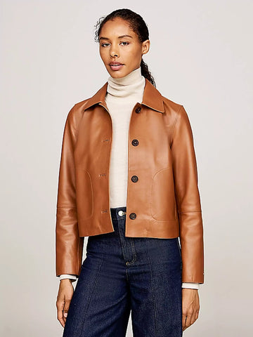 Soft Leather Short Jacket