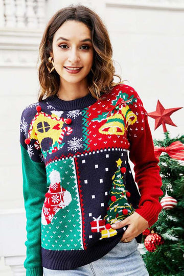 Snowflake Christmas Tree Pullover Knit Sweater