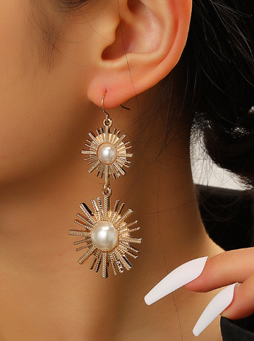 Sunburst Pearl Drop Earrings