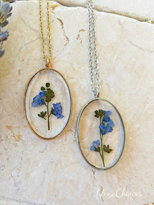 Resin Pressed Flower Necklaces - Colorful Mix Floral Set