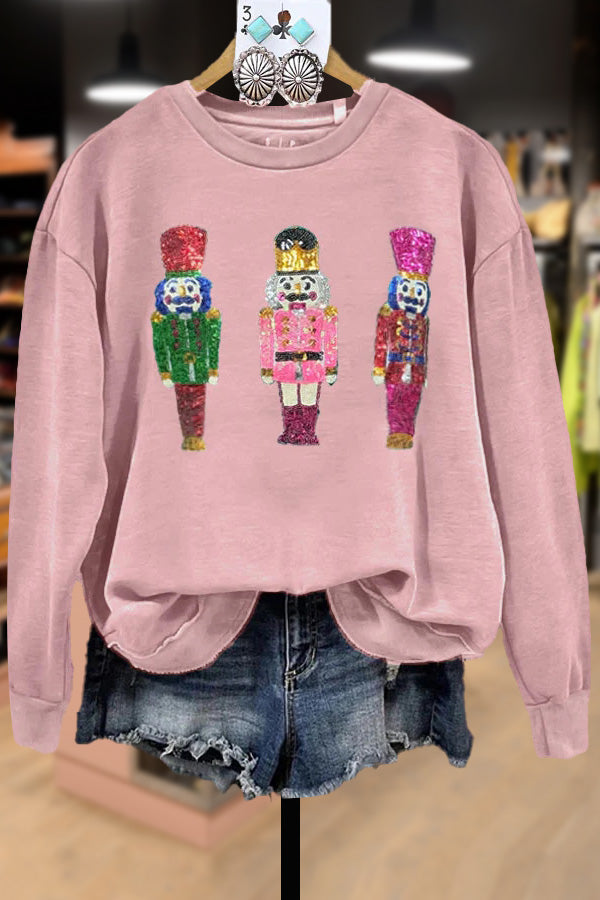 Casual Nutcracker Print Crew Neck Sweatshirt