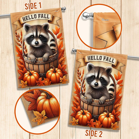 Raccoon Pumpkin Fall Flag