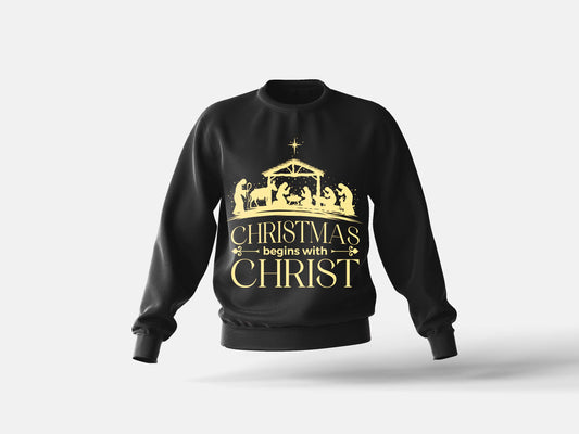 Unisex T-shirt, CHRISTMAS BEGINS WITH CHRIST Shirt, Christmas Hoodie, Gift For Christmas