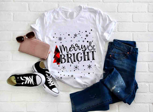 Unisex T-shirt, MERRY BRIGHT, Christmas T-shirt, Christmas Hoodie, Gift For Christmas