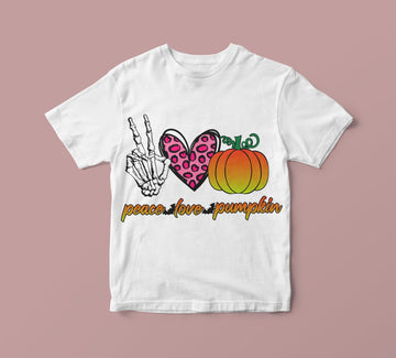 Woman T-shirt, Halloween, PEACE LOVE PUMPKIN T-Shirt