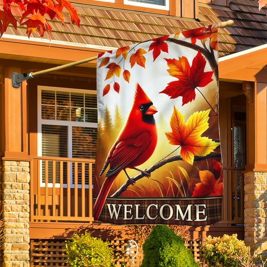 Cardinal Welcome Fall Flag