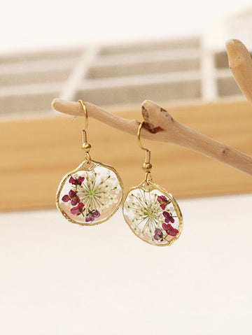 Retro Country Style Dried Flower Earrings