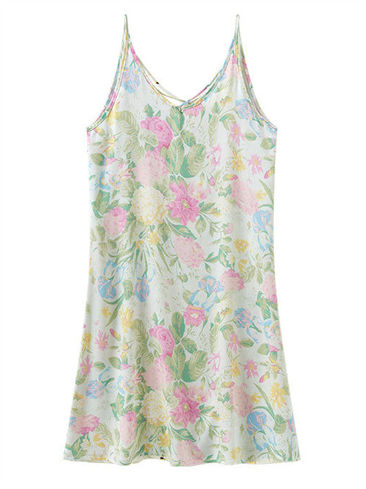 Printed Cross-Back Cami Dress