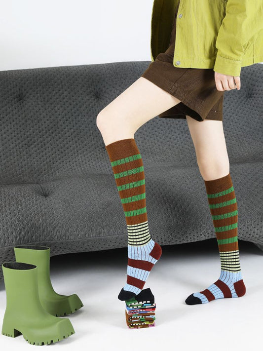 Striped Pattern Knee-High Socks