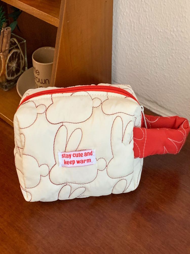 Red and White Bunny Makeup Bag