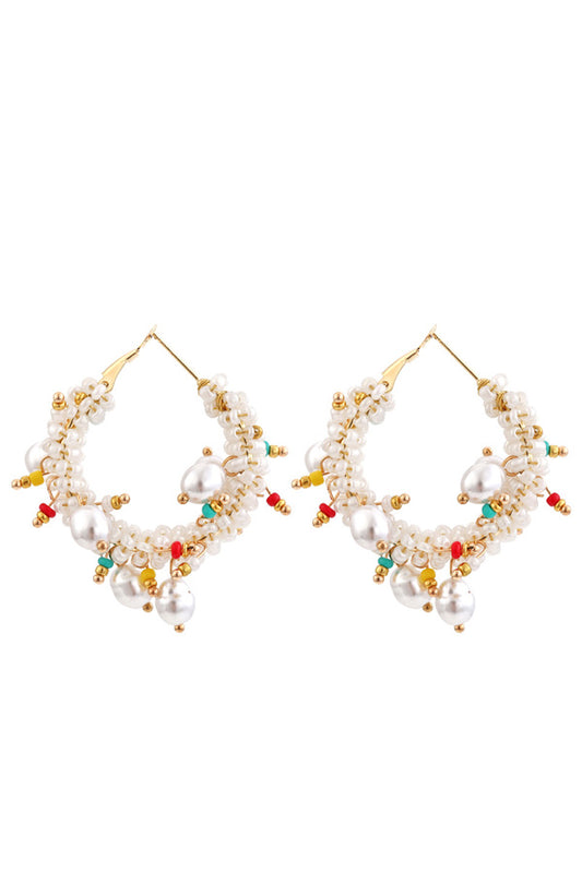 Boho Colorful Beaded Hoop Earrings