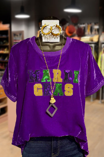 Casual Mardi Gras Velvet Top