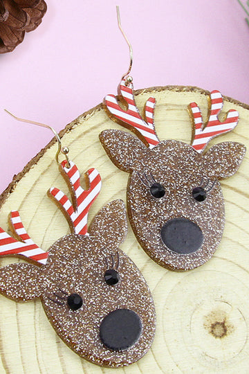 Glitter Christmas Elk Pattern Earrings