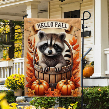 Raccoon Pumpkin Fall Flag