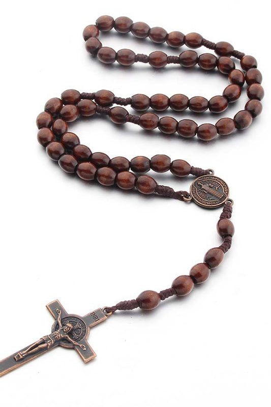 Wooden Cross Pattern Necklace