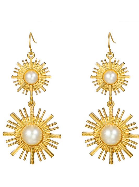 Sunburst Pearl Drop Earrings