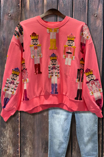 Casual Nutcracker Print Crew Neck Long Sleeve Sweatshirt