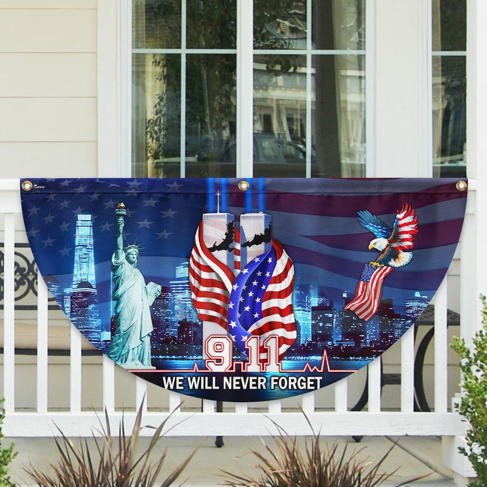 911 Patriot Day Flag 9/11 September 11 Never Forget Non-Pleated Fan Flag