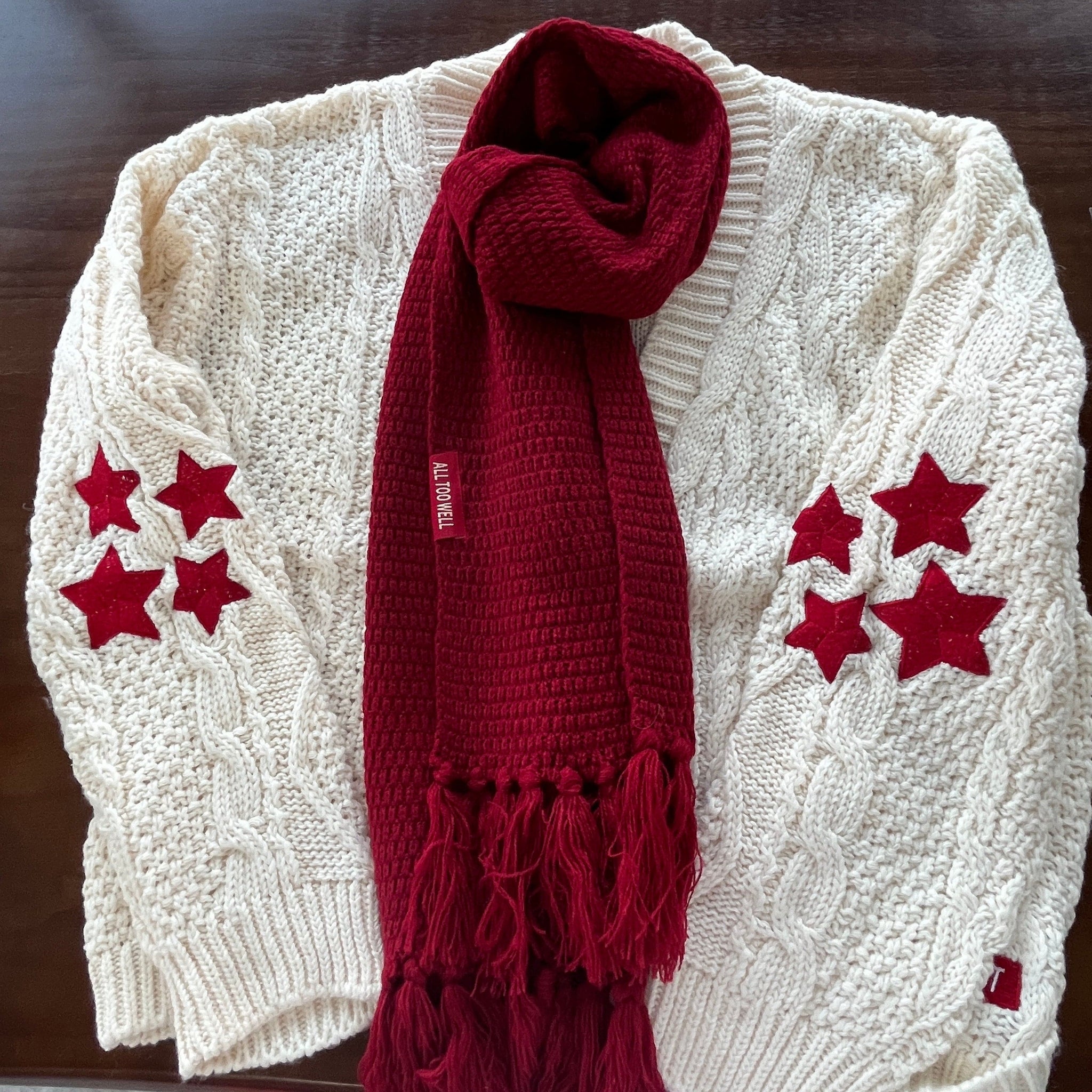 Red Cardigan Custom Version Sweater With All Too Well Scarf