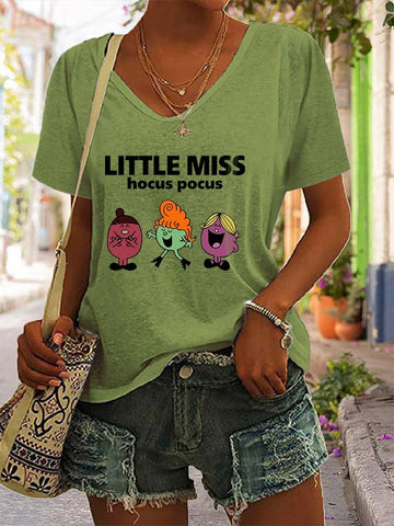 Women's Halloween Little Miss Print Casual T-Shirt