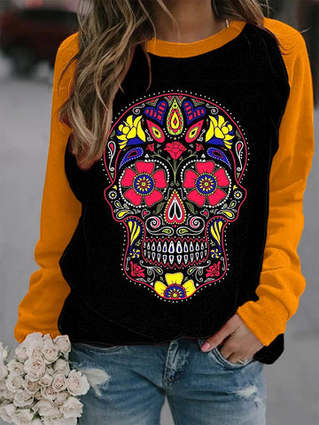 Women's Art Undead Skull Print Sweatshirt