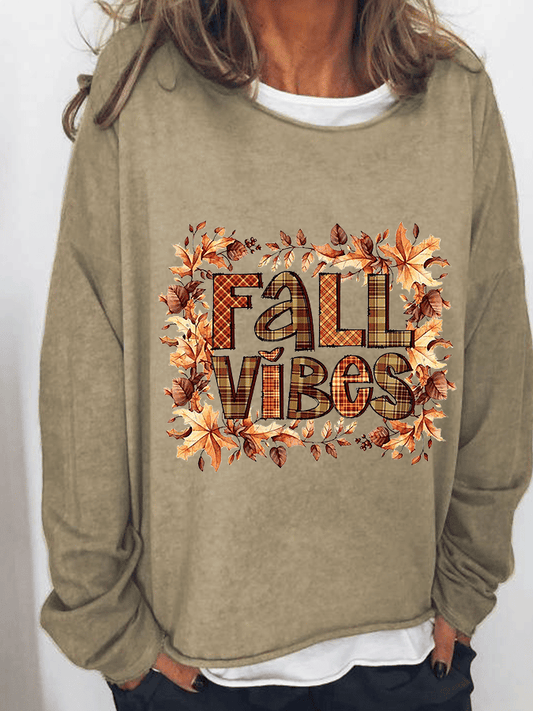 Women's FALL VIBES Fun Print Sweatshirt