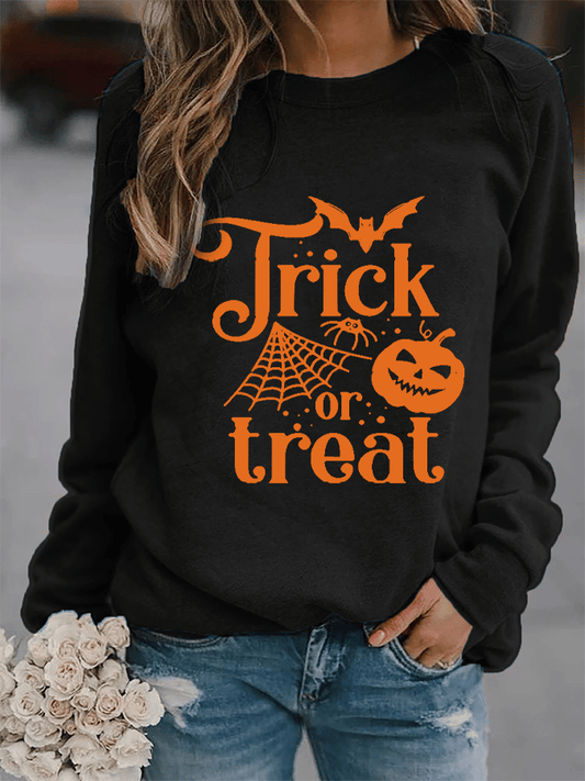 Women's Halloween TRICK OR TREAT Print Sweatshirt