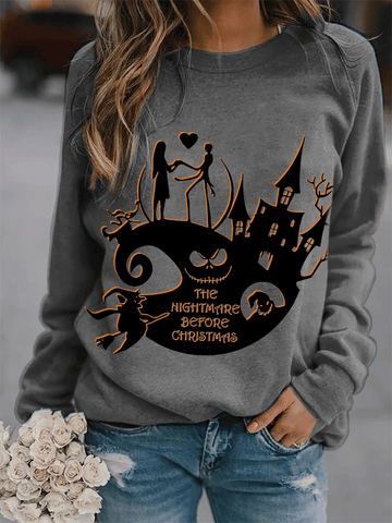 Women's Halloween&Nightmare Print Sweatshirt