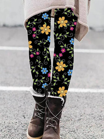 Women's Day Of The Dead Floral  Print Leggings