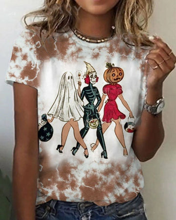 Women's Halloween Tie Dye Print T-Shirt