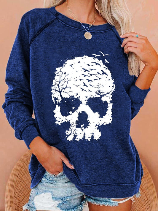 Women's Skull Print Casual Sweatshirt