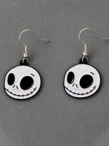 Halloween Funny Cartoon Skull Pumpkin Witch Hat Earrings