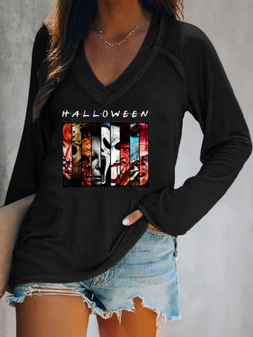 Halloween Faceless Long Sleeve Casual T-Shirt