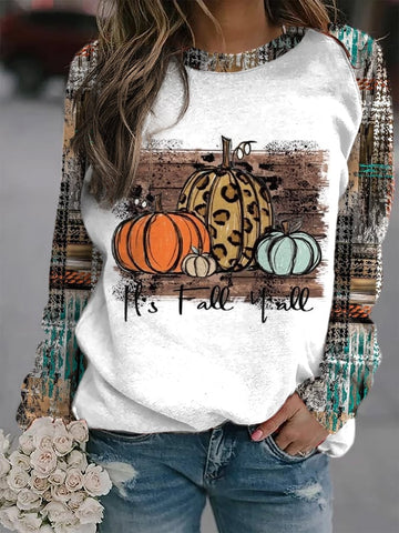 Women's Ethnic Western It's Fall Yall Pumpkin Print Sweatshirt