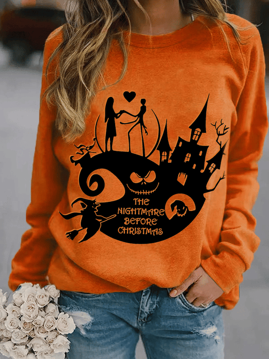 Women's Halloween&Nightmare Print Sweatshirt