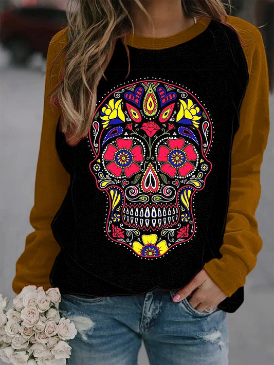 Women's Art Undead Skull Print Sweatshirt