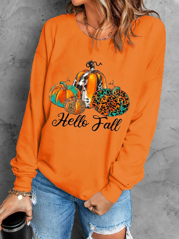 Women's Orange hello fall Sweatshirt