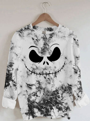 Women's Halloween Jack Skellington Tie Dye Print Sweatshirt