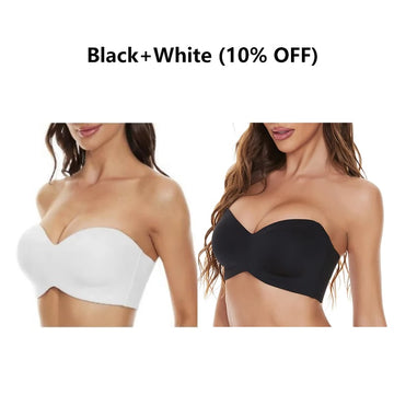 🔥Full Support Non-Slip Convertible Bandeau Bra - Black+White (10% OFF)