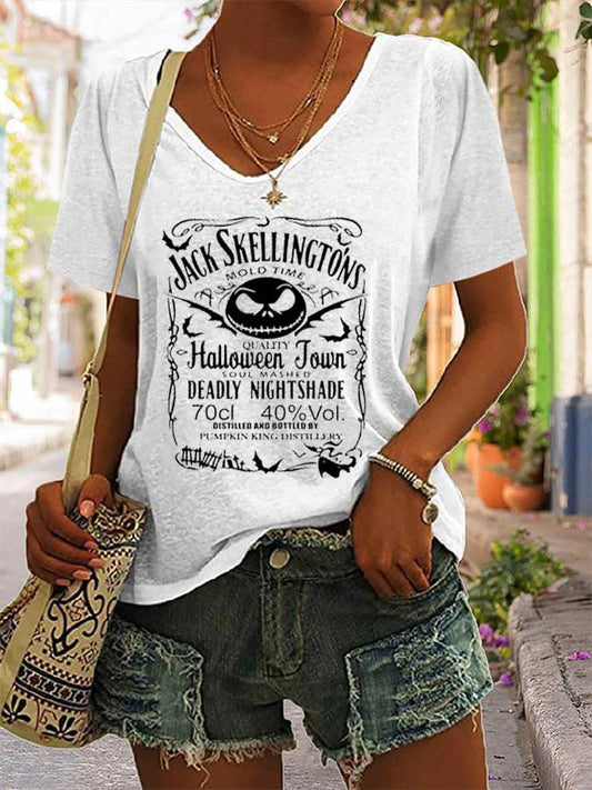 Women's Halloween Brewery Print Casual T-Shirt